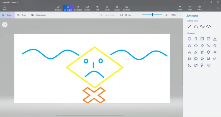 2D shapes tool used in paint 3d