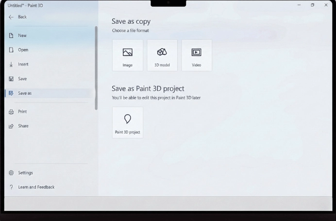 Exporting & File Format support in paint 3d