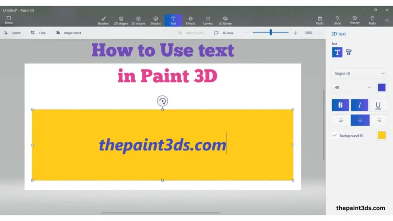 How to use text in Paint 3D