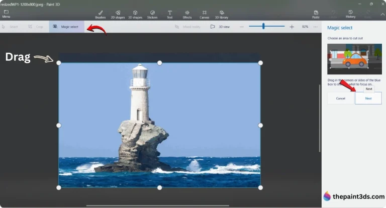 Select the Object in Paint 3D