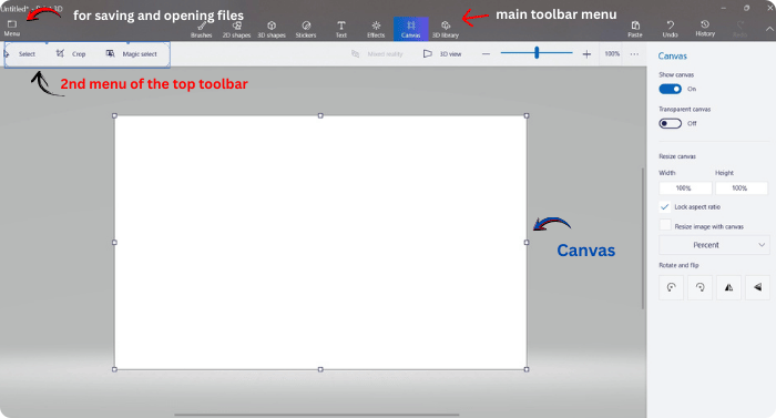 Paint 3D Interface