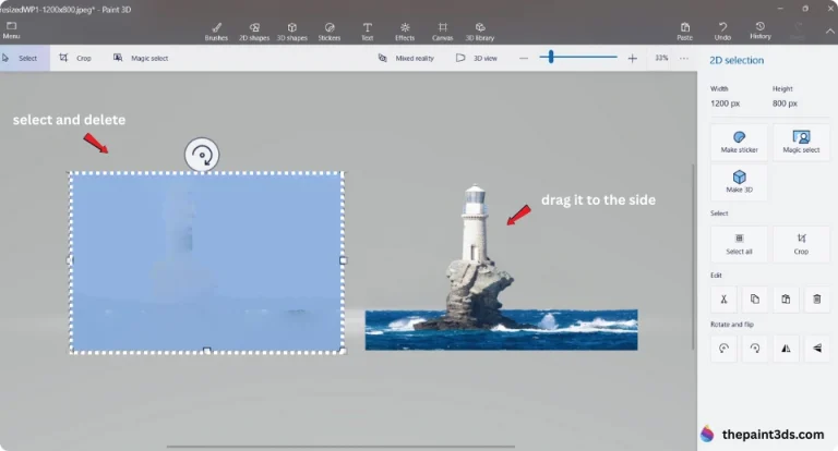 delete the background in Paint 3D